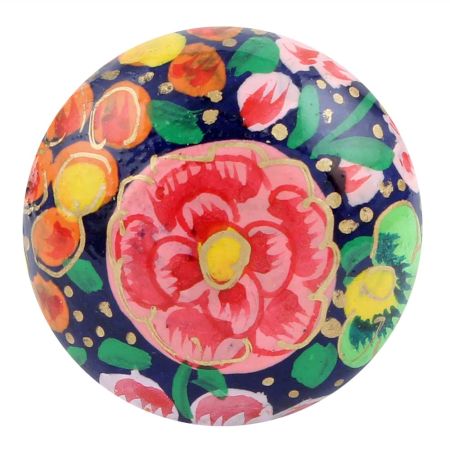 Multicolor Floral Hand Painted Kashmiri Indian Cabinet Knobs